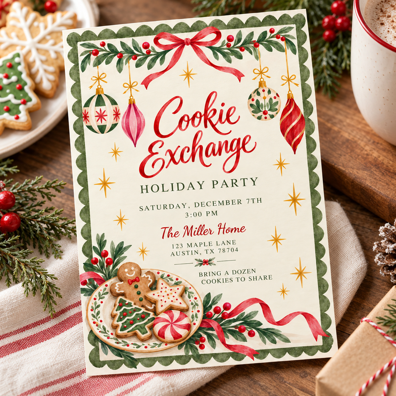 Cookie Exchange Christmas Invitation L194