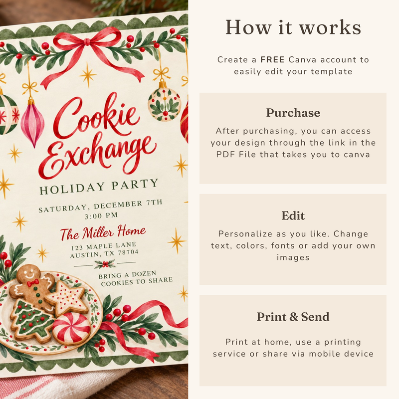 Cookie Exchange Christmas Invitation L194