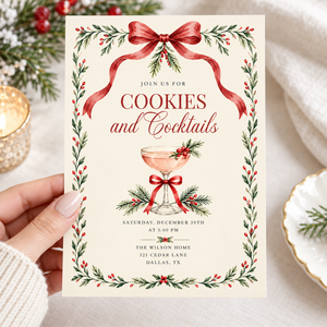 Cookies & Cocktails Christmas Invitation L192