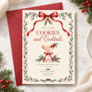 Cookies & Cocktails Christmas Invitation L192