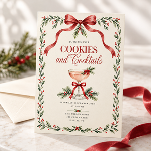 Cookies & Cocktails Christmas Invitation L192