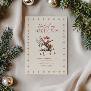 Cowboy Santa Holiday Hoedown Christmas Party Invitation L64