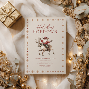 Cowboy Santa Holiday Hoedown Christmas Party Invitation L64