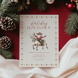 Cowboy Santa Holiday Hoedown Christmas Party Invitation L64