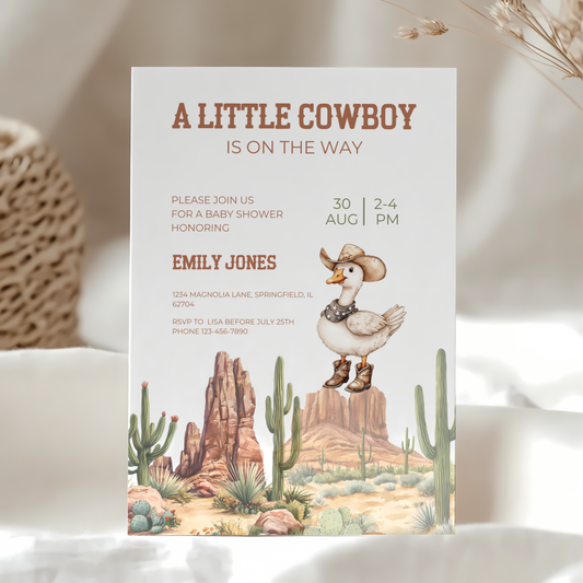 Baby Shower Invitation - Cowboy Goose Western Desert BS81