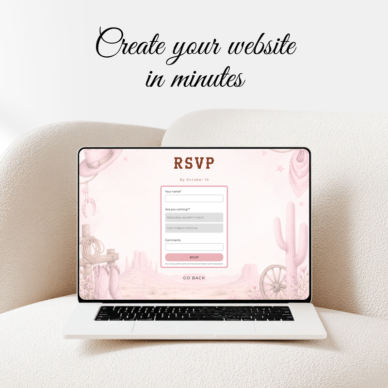 Cowgirl Baby Shower Invitation Website + RSVP BS303