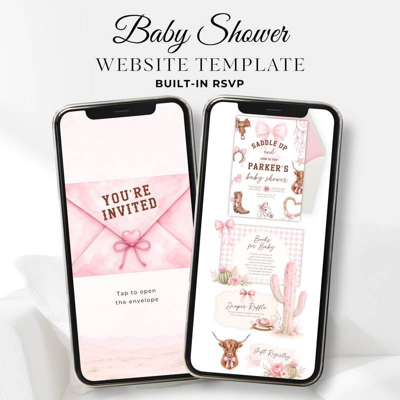 Cowgirl Baby Shower Invitation Website + RSVP BS303