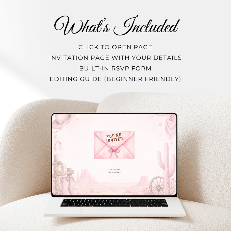 Cowgirl Baby Shower Invitation Website + RSVP BS303