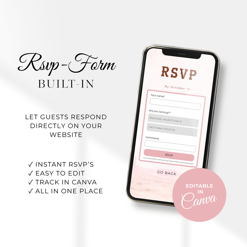 Cowgirl Baby Shower Invitation Website + RSVP BS303