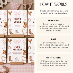 Cowgirl Birthday Party Signs Bundle - Western Rodeo Table Decor Set L75