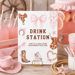 Cowgirl Birthday Party Signs Bundle - Western Rodeo Table Decor Set L75