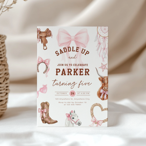 Pink Cowgirl Birthday Party Invitation L75