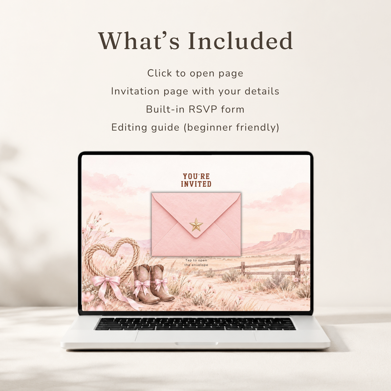 Cowgirl Baby Shower Invitation Website + RSVP BS303