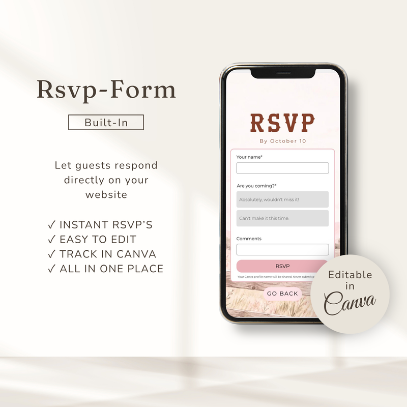 Cowgirl Baby Shower Invitation Website + RSVP BS303