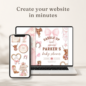 Cowgirl Baby Shower Invitation Website + RSVP BS303
