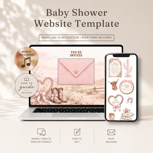 Cowgirl Baby Shower Invitation Website + RSVP BS303