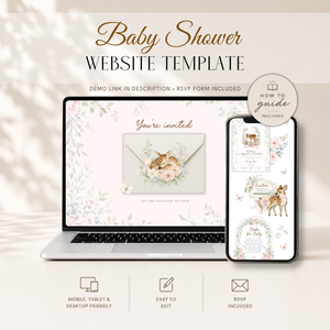 Oh Deer Girl Baby Shower Website Invitation with RSVP BS253