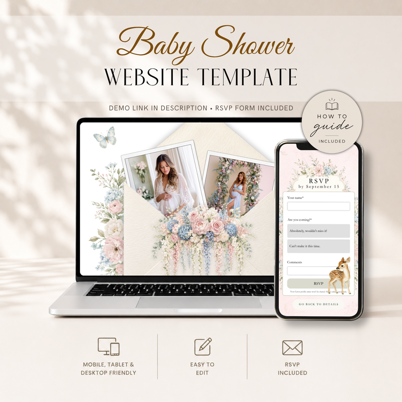 Oh Deer Girl Baby Shower Website Invitation with RSVP BS253