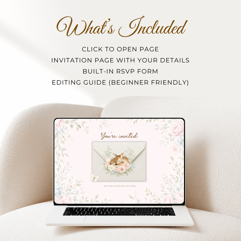Oh Deer Girl Baby Shower Website Invitation with RSVP BS253