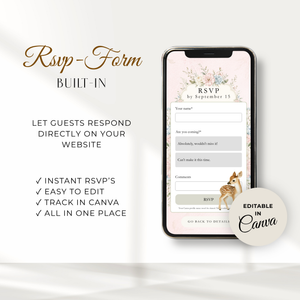 Oh Deer Girl Baby Shower Website Invitation with RSVP BS253