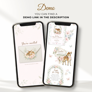 Oh Deer Girl Baby Shower Website Invitation with RSVP BS253