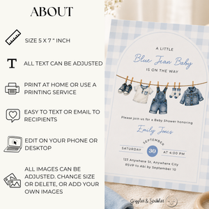 Denim Boy Baby Shower Invitation BS312