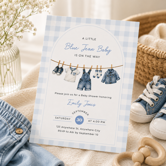 Denim Boy Baby Shower Invitation BS312