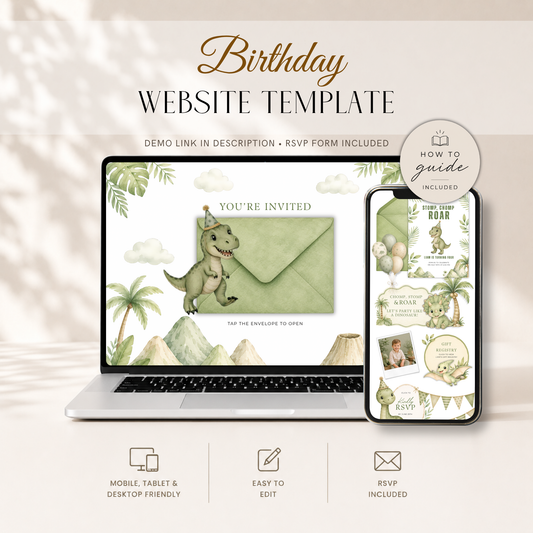 Dinosaur Birthday Invitation Website with RSVP L146