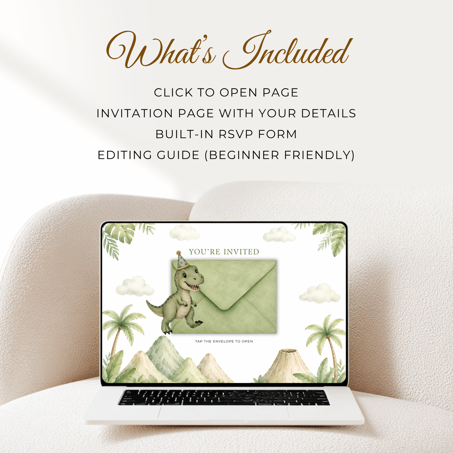 Dinosaur Birthday Invitation Website with RSVP L146