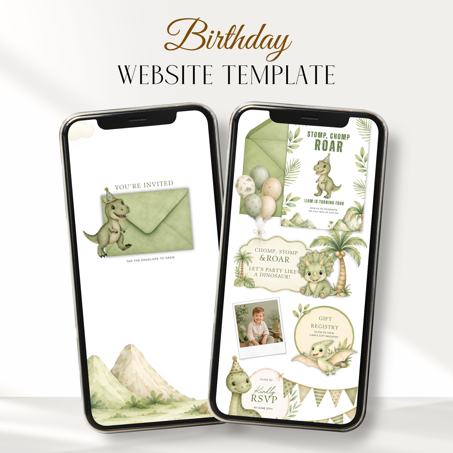 Dinosaur Birthday Invitation Website with RSVP L146