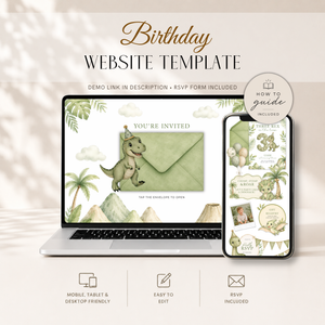 Three-Rex Dinosaur Birthday Invitation Website with RSVP L145