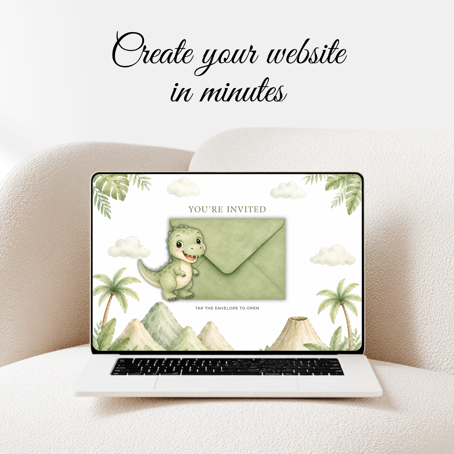 Dinosaur Baby Shower Website Invitation with RSVP BS310