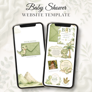 Dinosaur Baby Shower Website Invitation with RSVP BS310