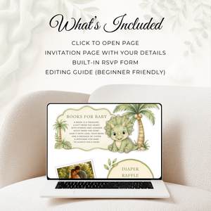 Dinosaur Baby Shower Website Invitation with RSVP BS310