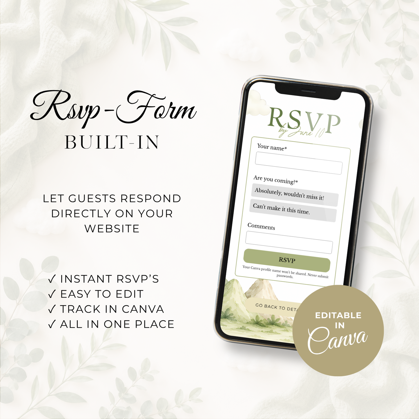 Dinosaur Baby Shower Website Invitation with RSVP BS310