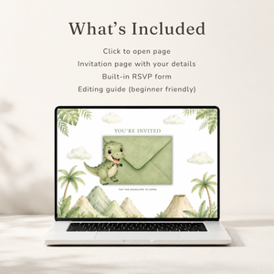 Dinosaur Baby Shower Website Invitation with RSVP BS310