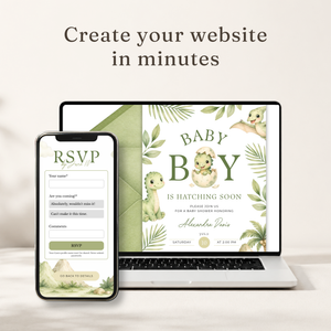 Dinosaur Baby Shower Website Invitation with RSVP BS310