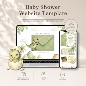 Dinosaur Baby Shower Website Invitation with RSVP BS310