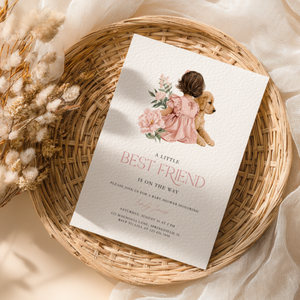 Golden Retriever Dog Baby Shower Invitation for Girl BS291