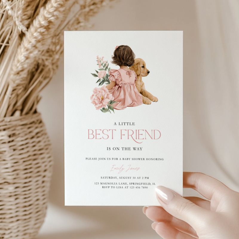 Golden Retriever Dog Baby Shower Invitation for Girl BS291