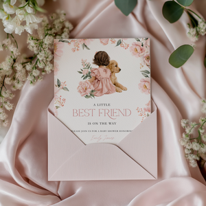 Golden Retriever Dog Baby Shower Invitation for Girl BS291