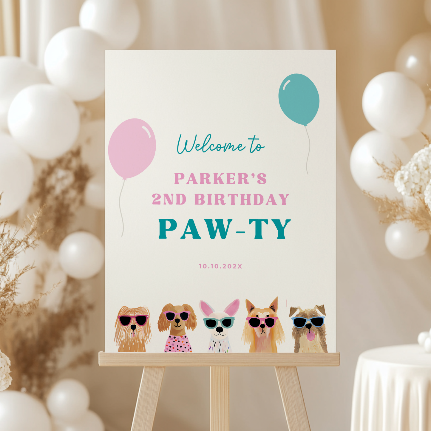 Puppy Party / Two Let The Dogs Out Birthday Welcome Sign L35