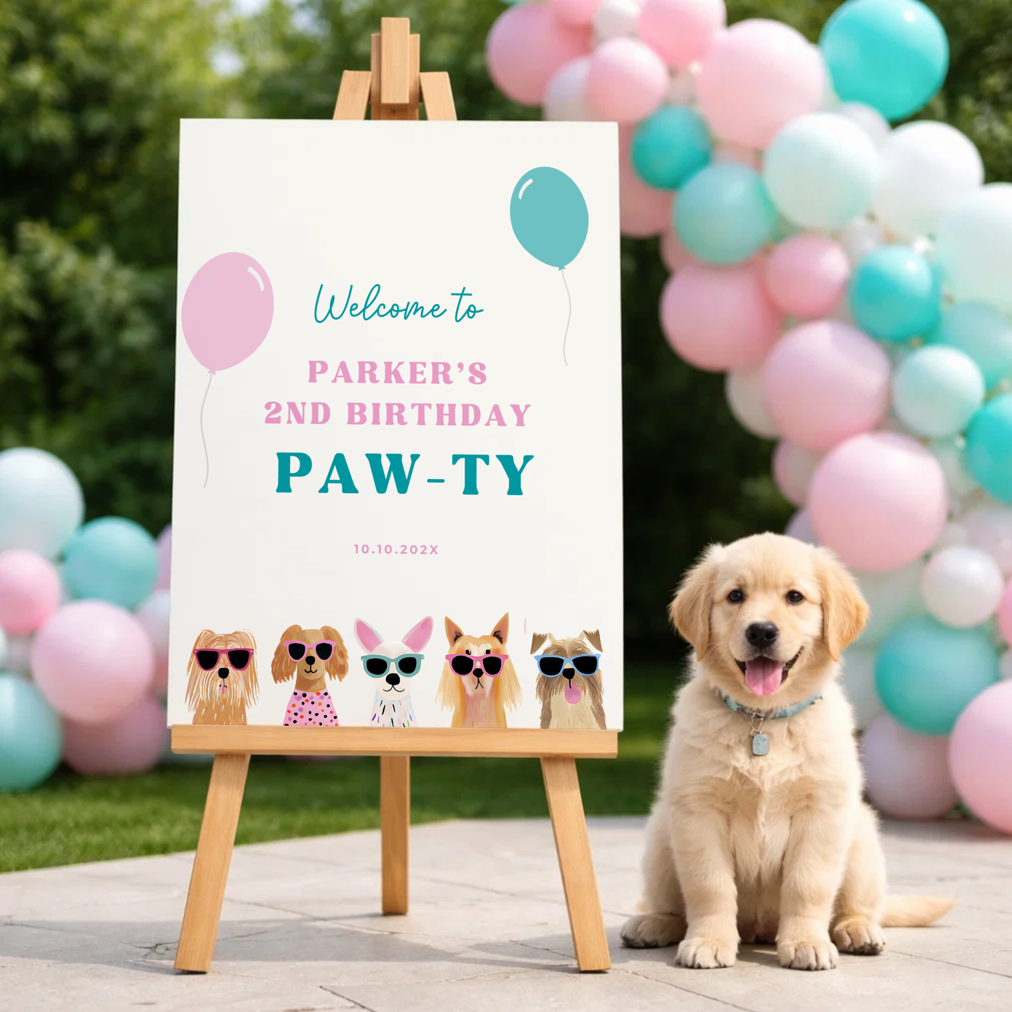 Puppy Party / Two Let The Dogs Out Birthday Welcome Sign L35