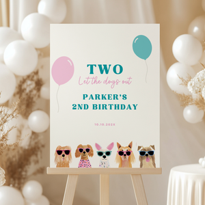 Puppy Party / Two Let The Dogs Out Birthday Welcome Sign L35