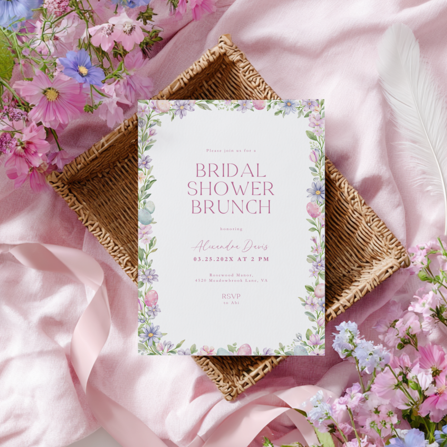 Easter Spring Bridal Shower Brunch Invitation L106