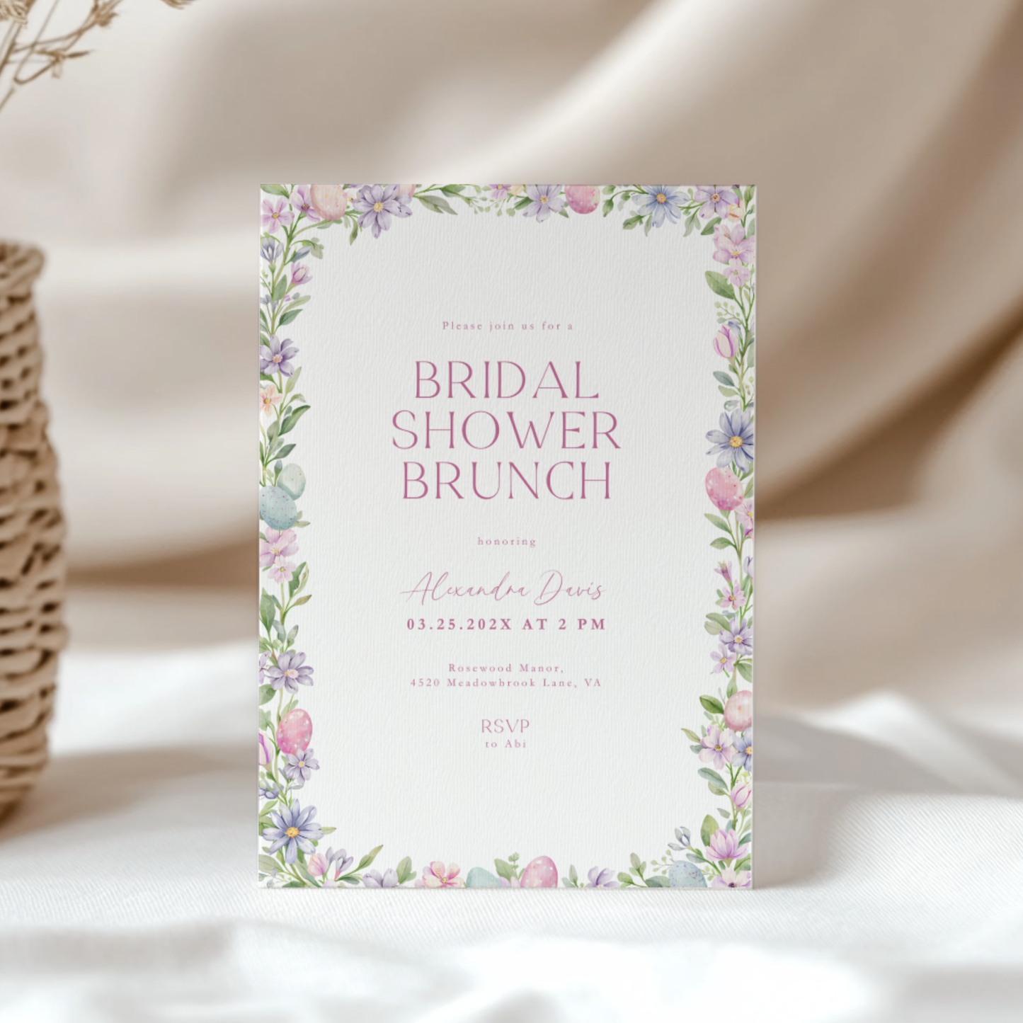 Easter Spring Bridal Shower Brunch Invitation L106