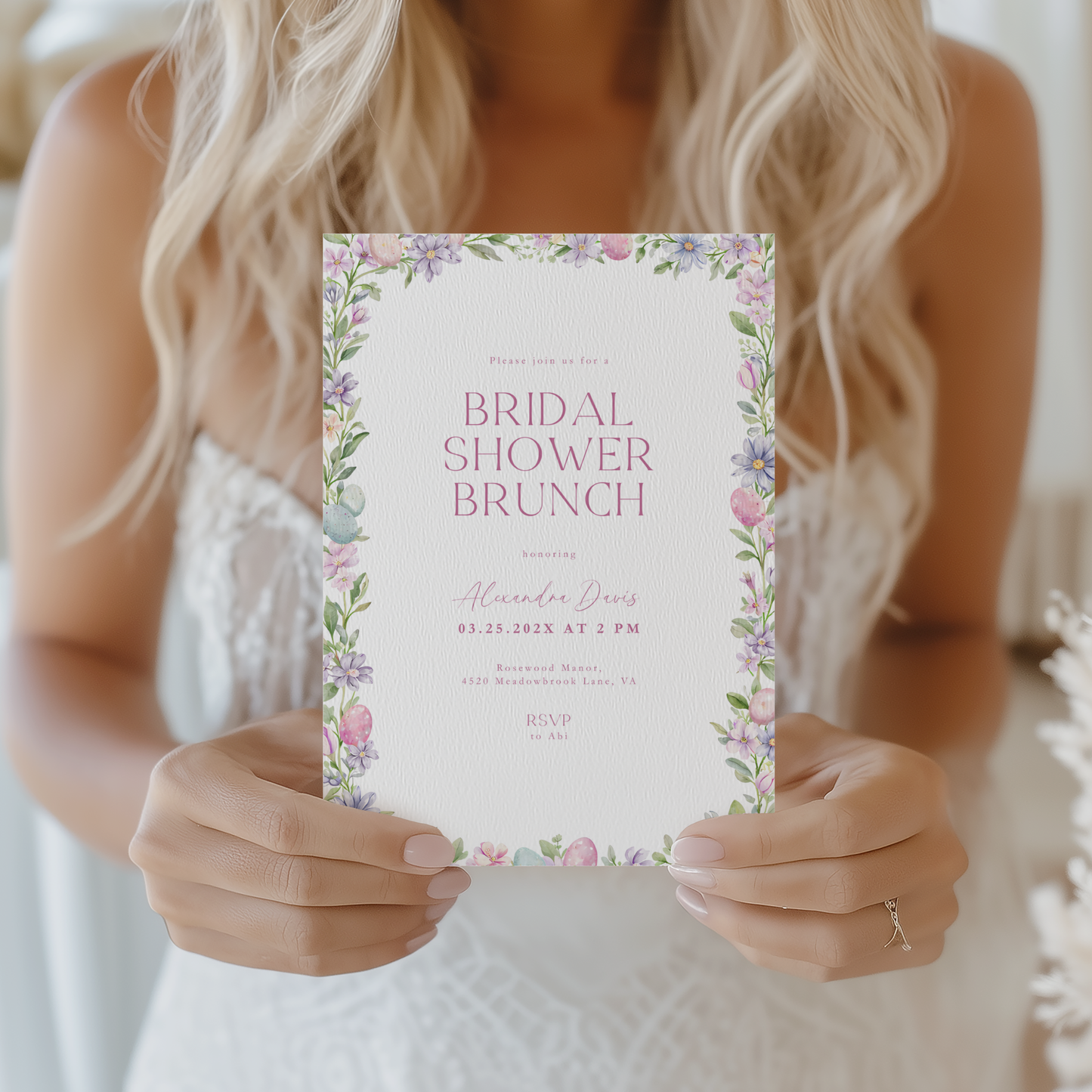 Easter Spring Bridal Shower Brunch Invitation L106