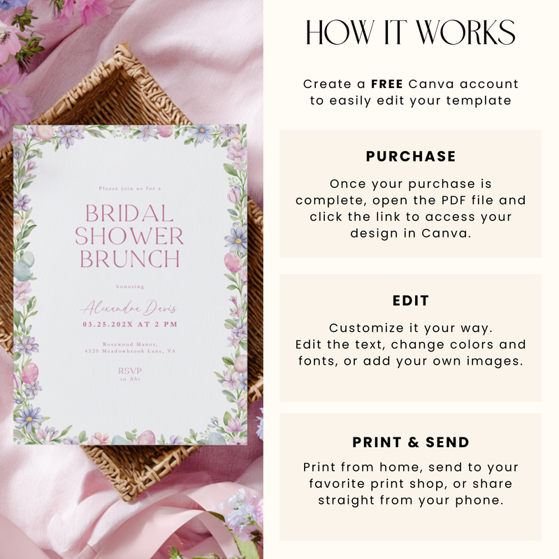 Easter Spring Bridal Shower Brunch Invitation L106