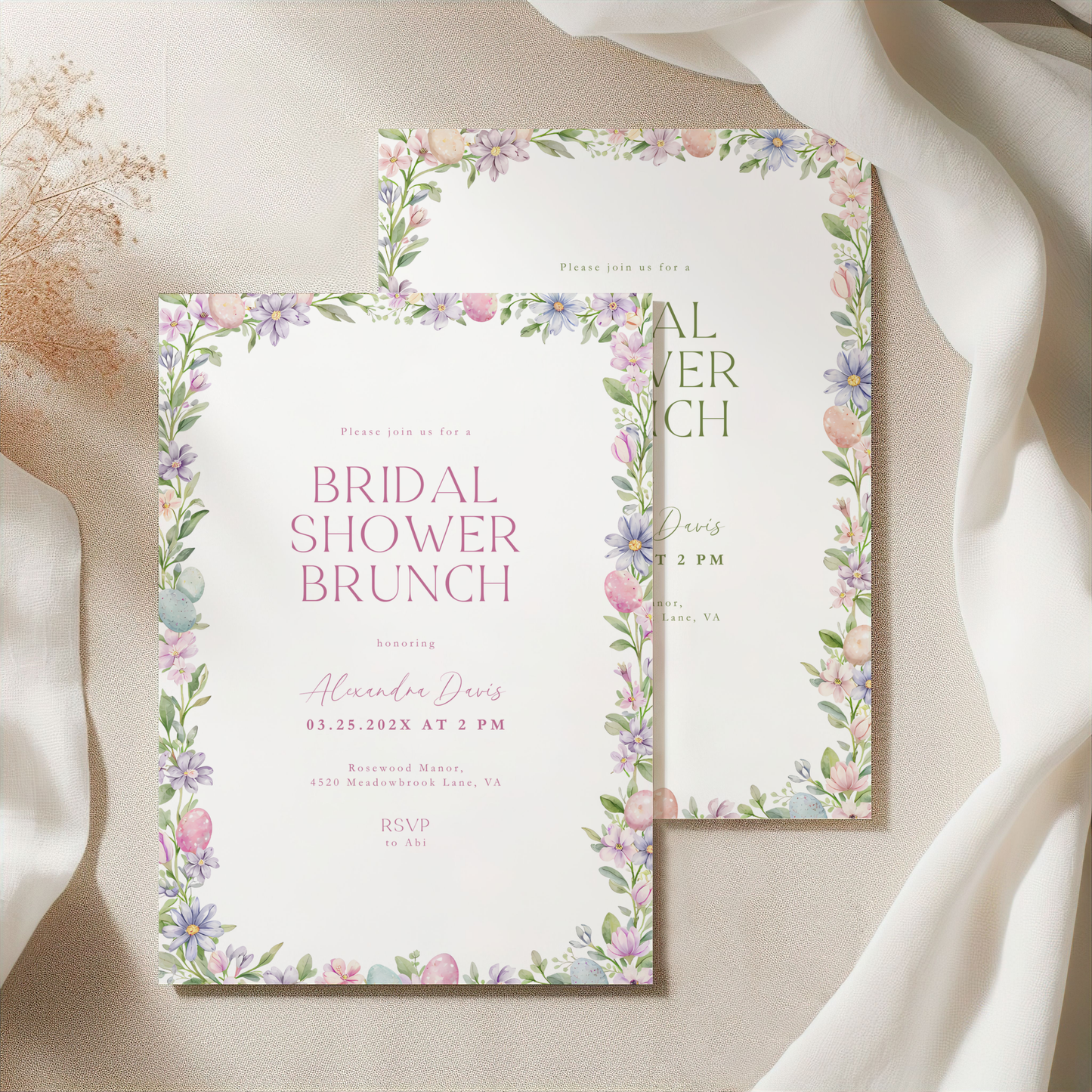 Easter Spring Bridal Shower Brunch Invitation L106