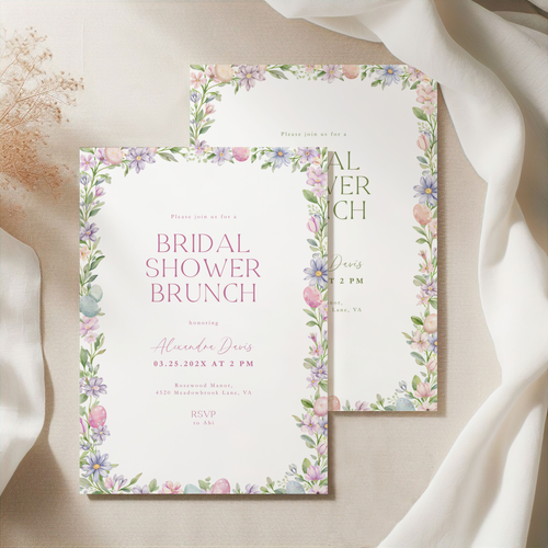 Easter Spring Bridal Shower Brunch Invitation L106